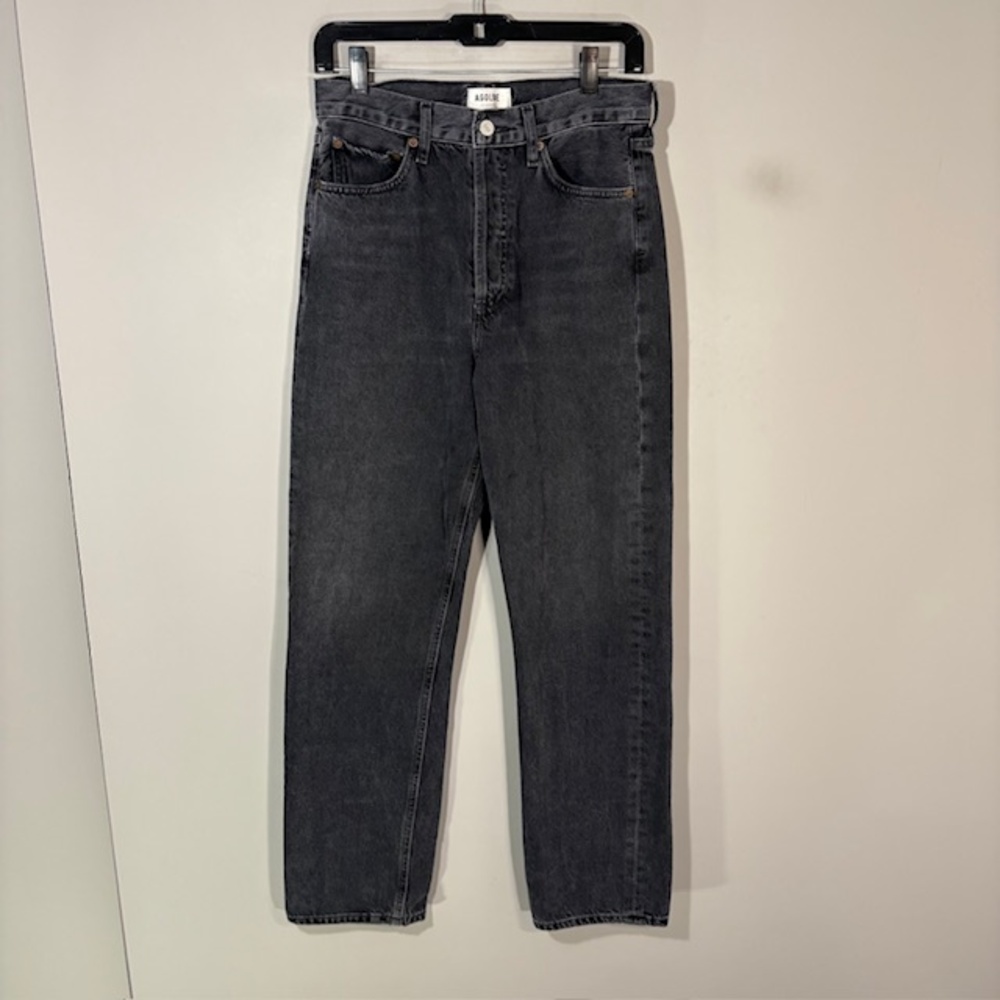 AGOLDE 90s Jeans Womens 24 Gray Charcoal Wash High Rise Relaxed Straight Denim